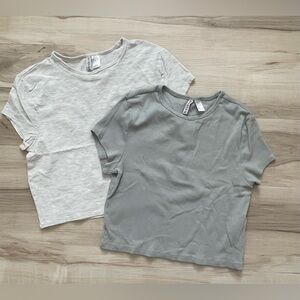 H&M Kids Short Sleeve Tees - Light Gray & Cream